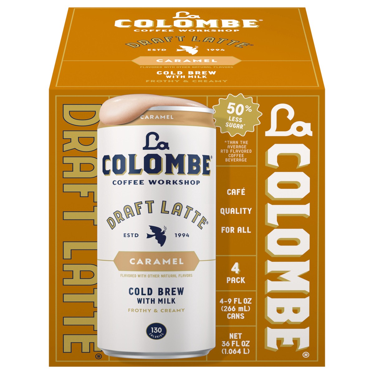 slide 1 of 9, La Colombe Coffee, Caramel Latte, 9 fl oz Cans, 4 Pack, 4 ct