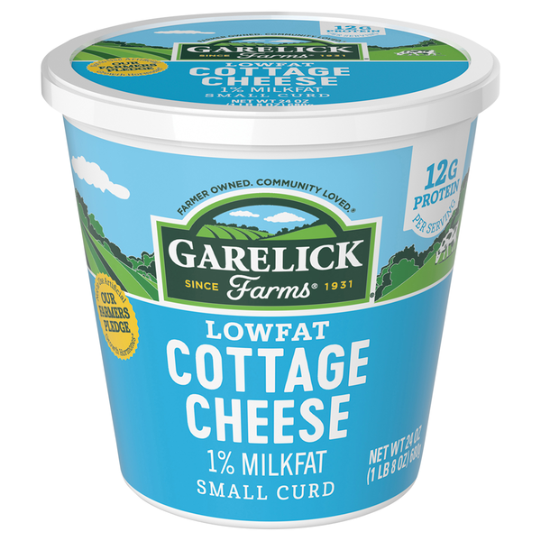 slide 1 of 1, Garelick Farms 1% Low Fat Small Curd Cottage Cheese, 24 oz