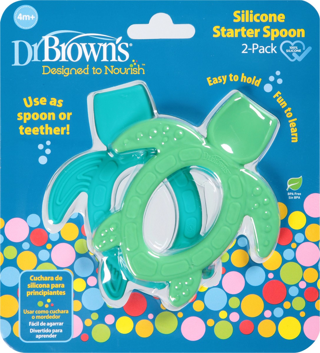 slide 1 of 12, Dr. Brown's 2 Pack 4 Months+ Silicone Starter Spoon 1 ea, 1 ct