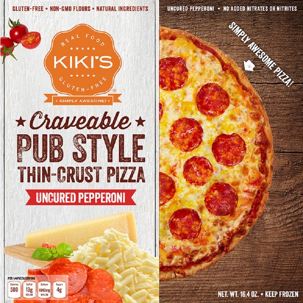 slide 1 of 1, Kiki's Kikis Gluten Free Pub Style Uncured Pepperoni Thin Crust Pizza, 16.4 oz