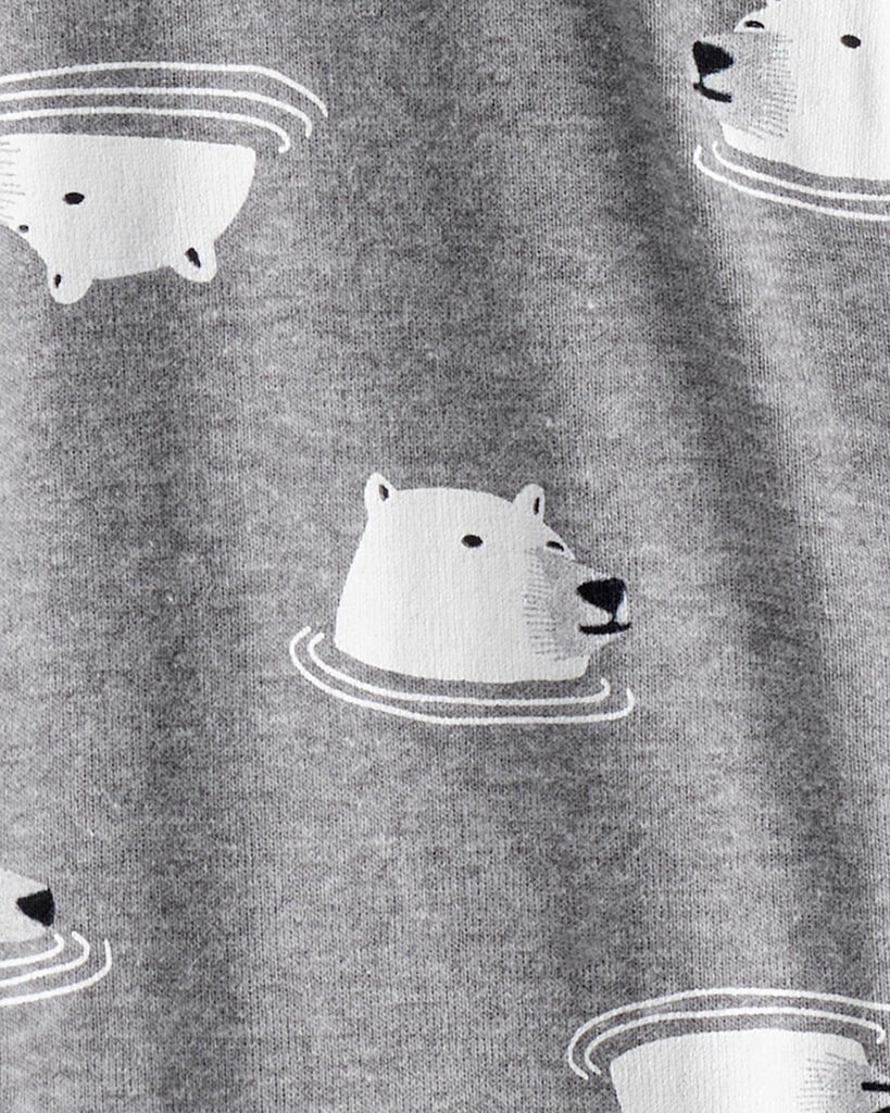 slide 4 of 4, Carter's Carters Baby Boy Polar Bear Cotton Snug Fit 2-Way Zip Footie 1-Piece Pajamas - Grey Grey 18M, 1 ct
