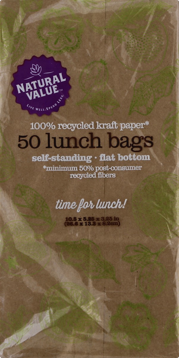 slide 4 of 4, Natural Value Lunch Bags 50 ea, 50 ct