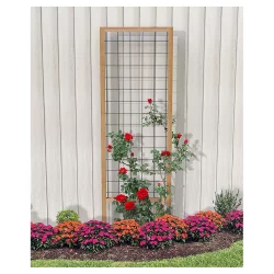 72 in Wood-Framed Wire Grid Trellis, Natural Cedar Finish