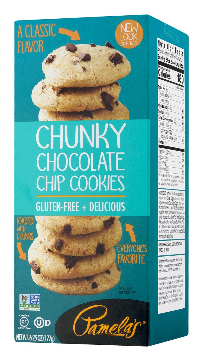slide 3 of 11, Pamela's Chunky Chocolate Chip Cookies, 6.25 oz