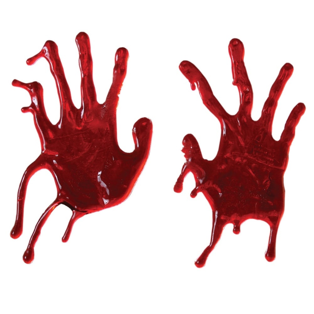 slide 1 of 1, Holiday Home 3D Bloody Hands Window Cling Decor - Red, 2 ct