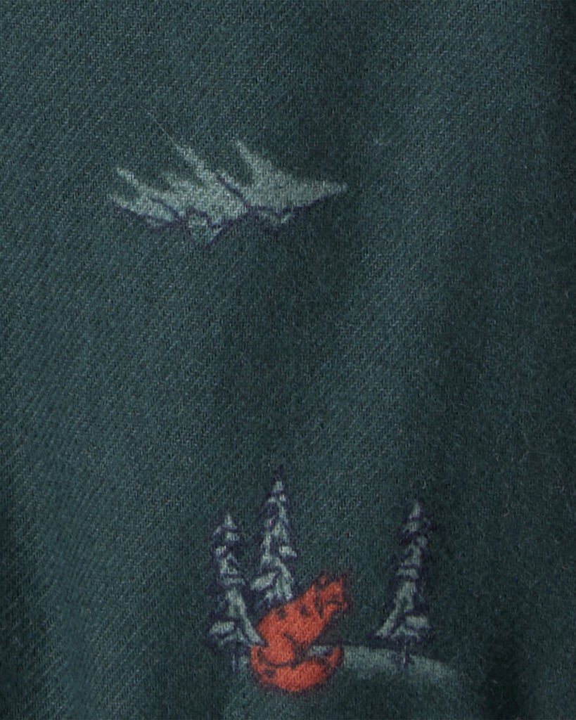 slide 3 of 3, Oshkosh Baby Boy Woodland Fox Long-Sleeve Button-Down Bodysuit - Green Green 18M, 1 ct