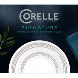 Corelle Signature Laminated Glass Dinnerware Set - Brushed Silver