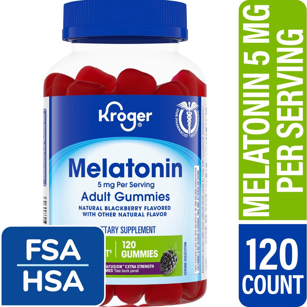 slide 4 of 6, Kroger Melatonin 5 Mg Adult Blackberry Flavored Gummies, 120 ct