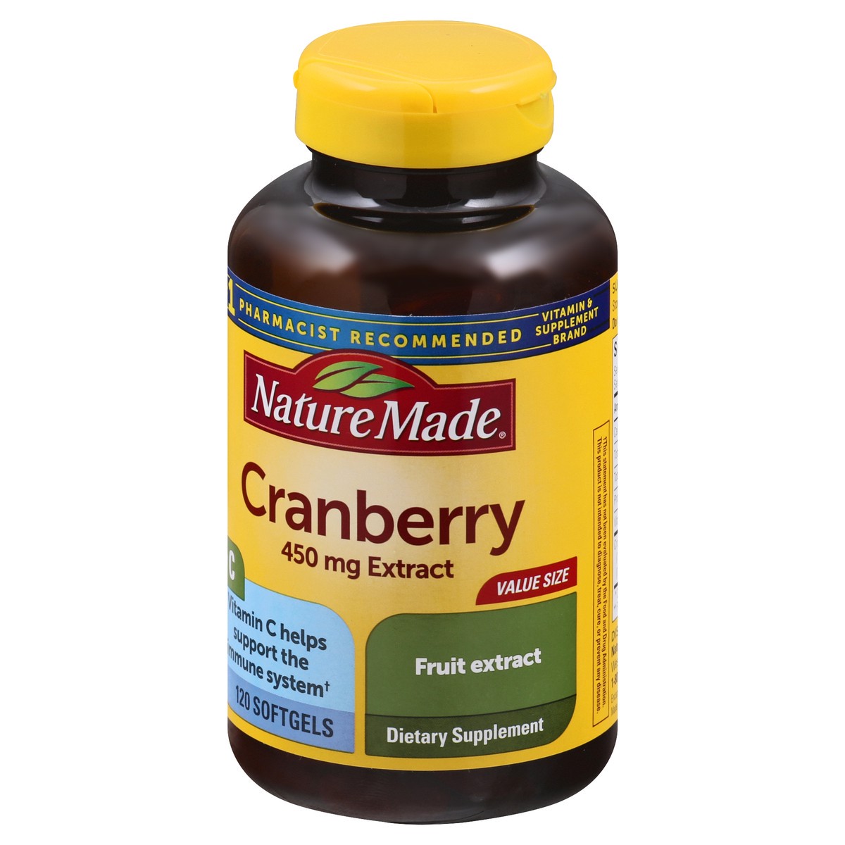 slide 6 of 12, Nature Made Cranberry with Vitamin C, Dietary Supplement for Immune and Antioxidant Support, 120 Softgels, 60 Day Supply, 120 ct