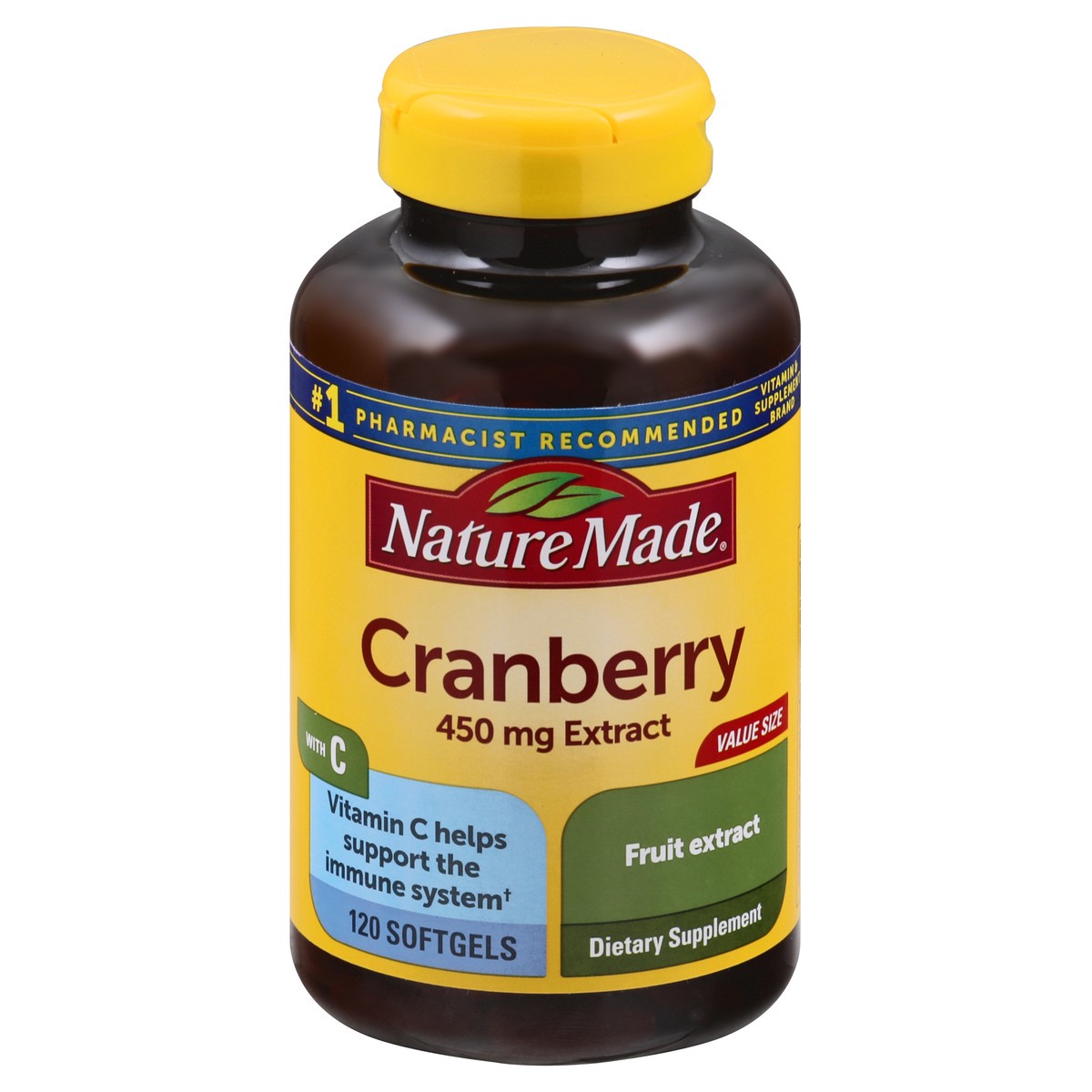 slide 11 of 12, Nature Made Cranberry with Vitamin C, Dietary Supplement for Immune and Antioxidant Support, 120 Softgels, 60 Day Supply, 120 ct