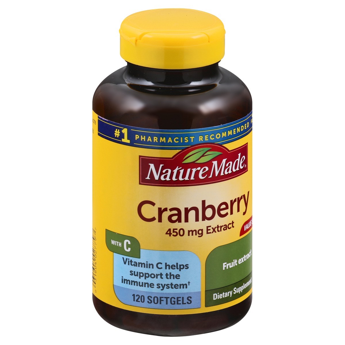 slide 12 of 12, Nature Made Cranberry with Vitamin C, Dietary Supplement for Immune and Antioxidant Support, 120 Softgels, 60 Day Supply, 120 ct