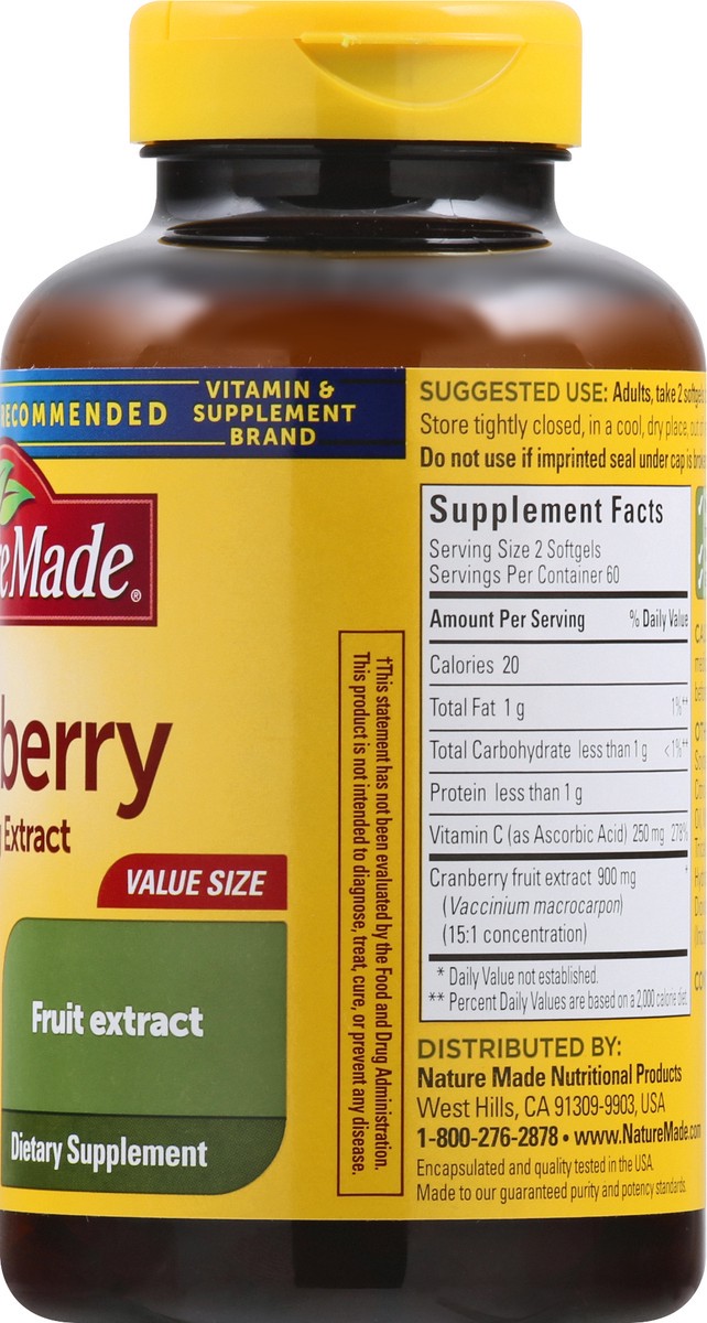 slide 2 of 12, Nature Made Cranberry with Vitamin C, Dietary Supplement for Immune and Antioxidant Support, 120 Softgels, 60 Day Supply, 120 ct