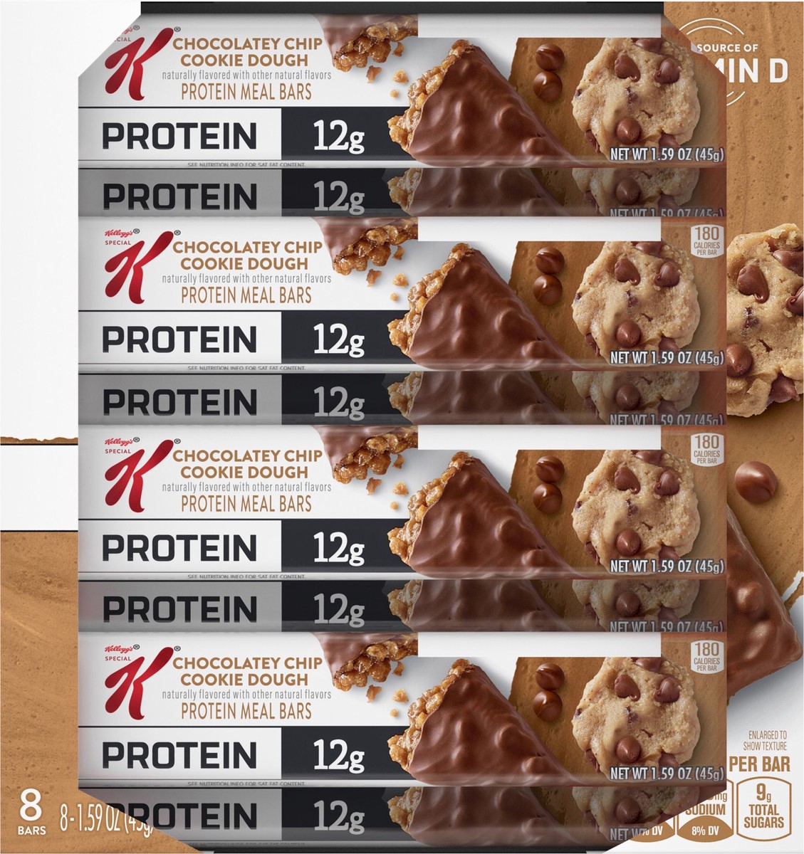 slide 6 of 14, Special K Kellogg's Special K Protein Meal Bars, Chocolatey Chip Cookie Dough, 12.7 oz, 8 Count, 12.7 oz