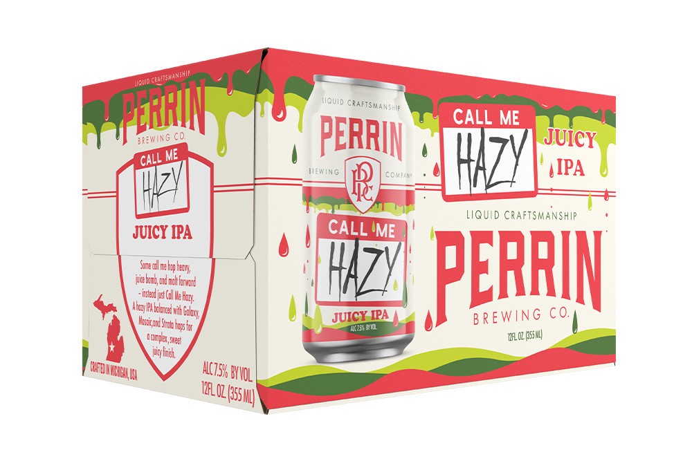 slide 3 of 4, Perrin Brewing Company Call Me Hazy Juicy IPA 6 Pack 12 oz can, 12 oz