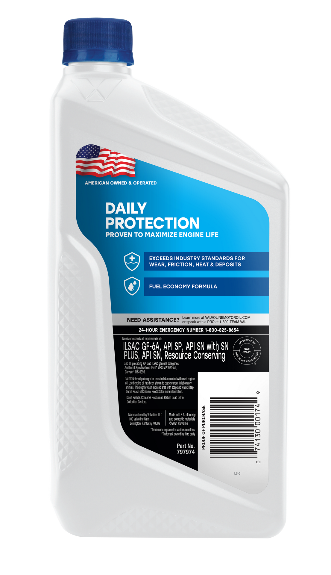 slide 2 of 2, Valvoline Daily Protection SAE 5W-20 Synthetic Blend Motor Oil 1 QT, 1 ct
