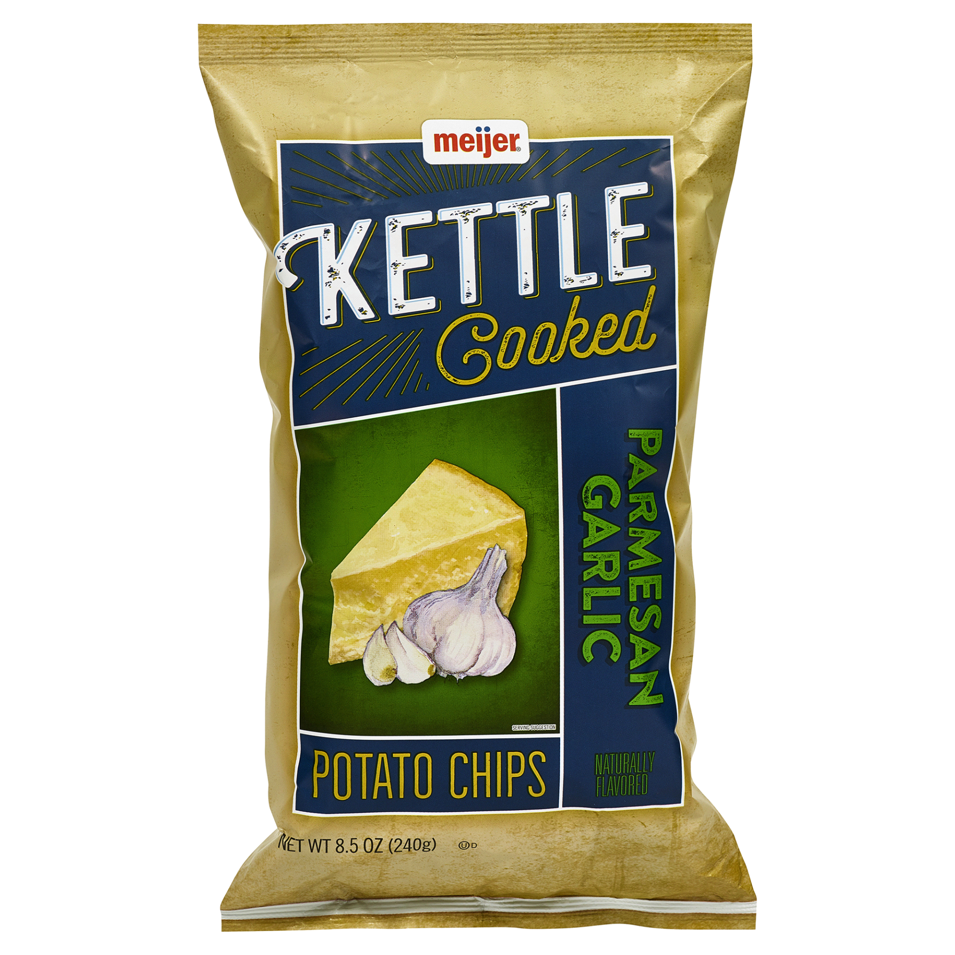 slide 1 of 2, Meijer Parmesan Garlic Kettle Cooked Chips, 8.5 oz