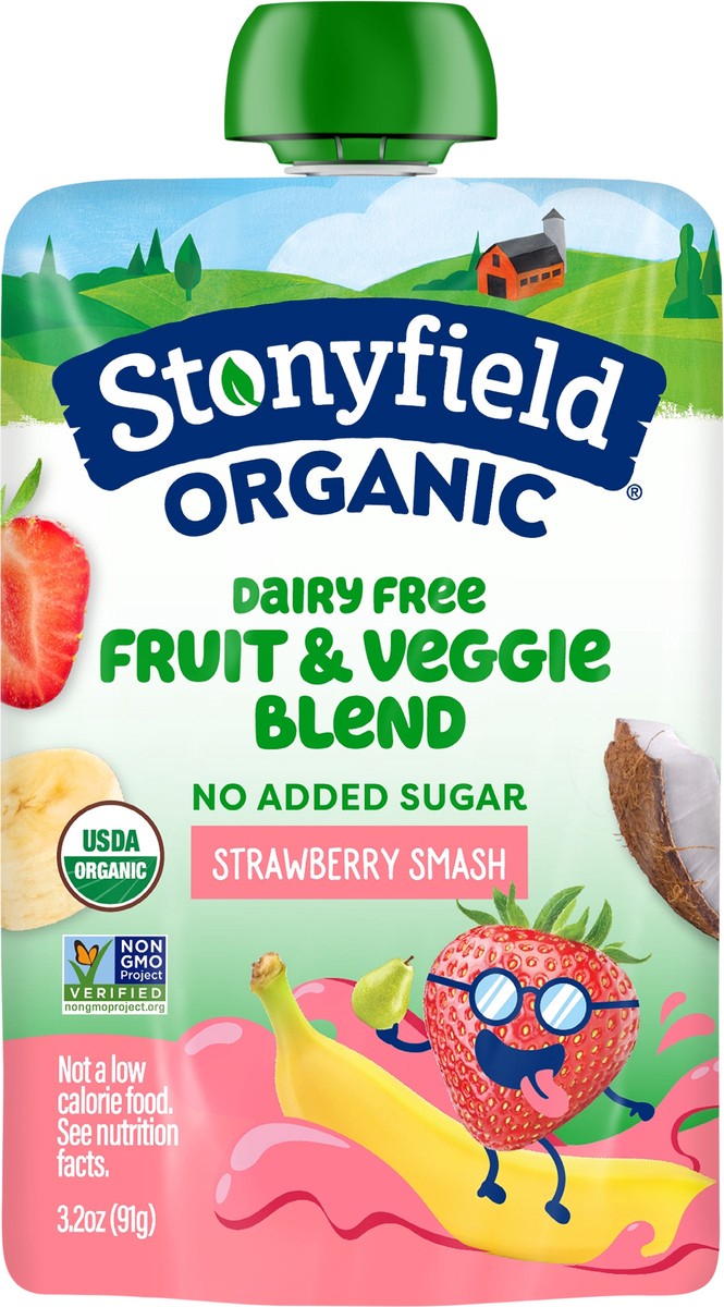 slide 3 of 11, Stonyfield Organic Dairy Free Smoothie Pouch, Strawbanana Smash, 3.2 oz., 3.2 oz