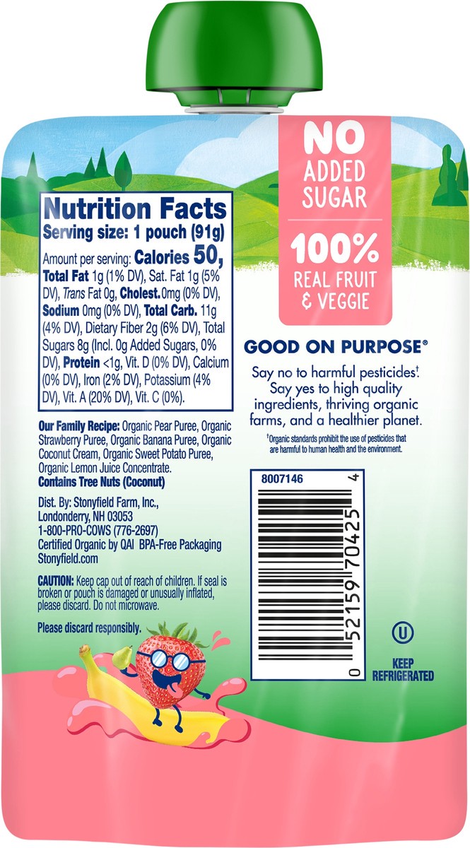 slide 8 of 11, Stonyfield Organic Dairy Free Smoothie Pouch, Strawbanana Smash, 3.2 oz., 3.2 oz