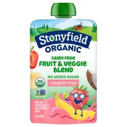 Stonyfield Organic Dairy Free Smoothie Pouch, Strawbanana Smash, 3.2 oz.