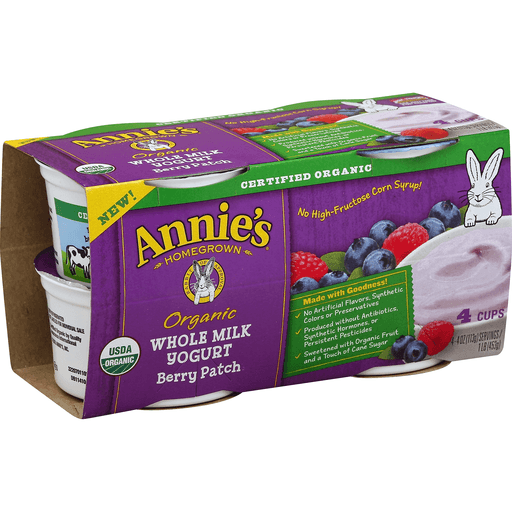 slide 2 of 2, Annie's Organic Yogurt, Whole Milk, Berry Patch, 4 ct; 4 oz