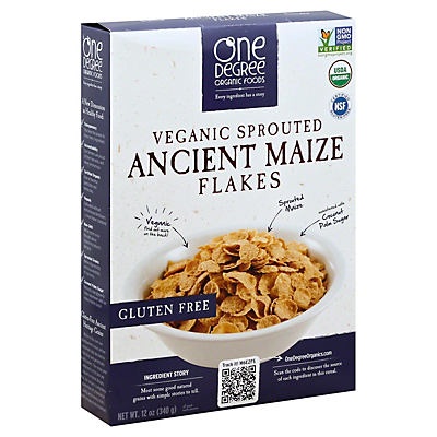 slide 1 of 1, One Degree Organic Foods Vegan Sprouted Ancient Maize Cereal, 12 oz