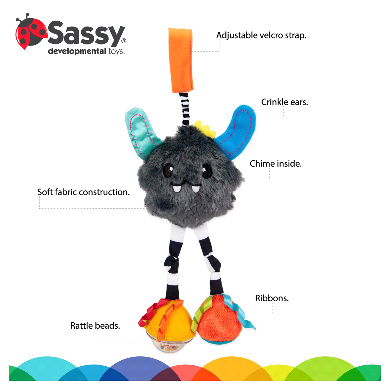slide 2 of 3, Sassy Confetti Yeti Car Seat or Stroller Toy, 1 ct