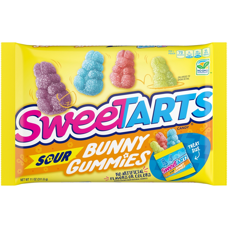 slide 1 of 8, SweeTARTS Sour Bunny Treat Size, 11 oz