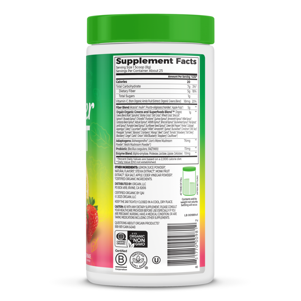 slide 3 of 3, Orgain Organic Wonder Gut Dietary Supplement Powder, Strawberry Lemonade, 7.05 oz, 7.05 oz