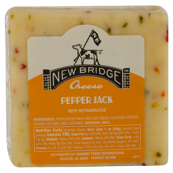 slide 1 of 1, New Bridge Pepper Jack Cheese Chunk, per lb