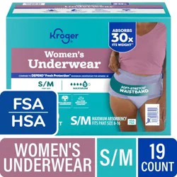 Kroger Adult Incontinence Underwear for Women - Maximum Absorbency - Small/Medium - 19 count