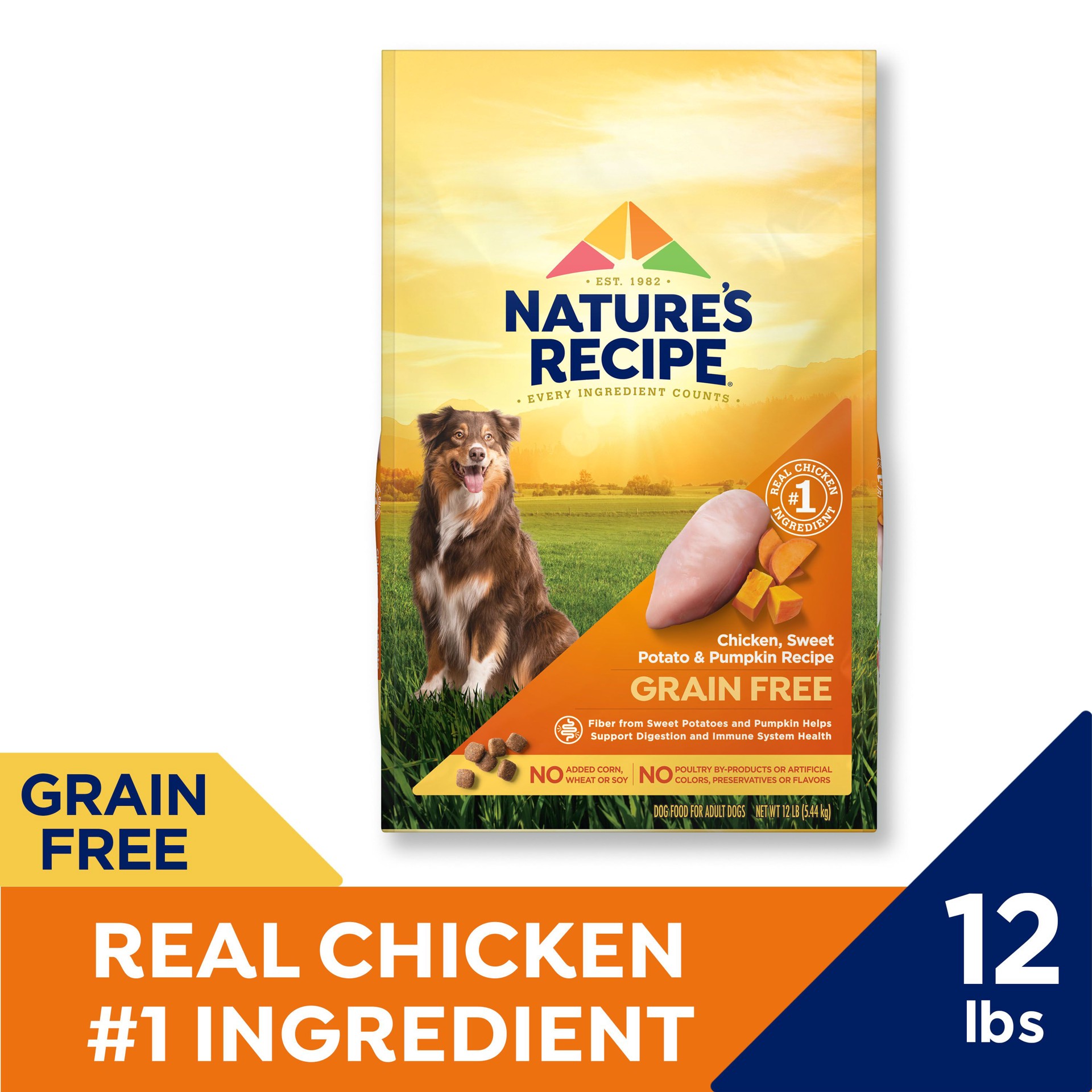 slide 6 of 9, Nature's Recipe Nature''s Recipe Dry Dog Food, Grain Free Chicken, Sweet Potato & Pumpkin Recipe, 12 lb. Bag, 12 lb