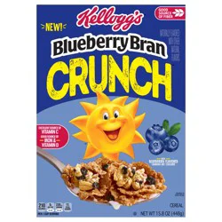 Kellogg's Blueberry Bran Crunch Breakfast Cereal, Family Breakfast, Fiber Cereal, Original, 15.8oz Box (1 Box)
