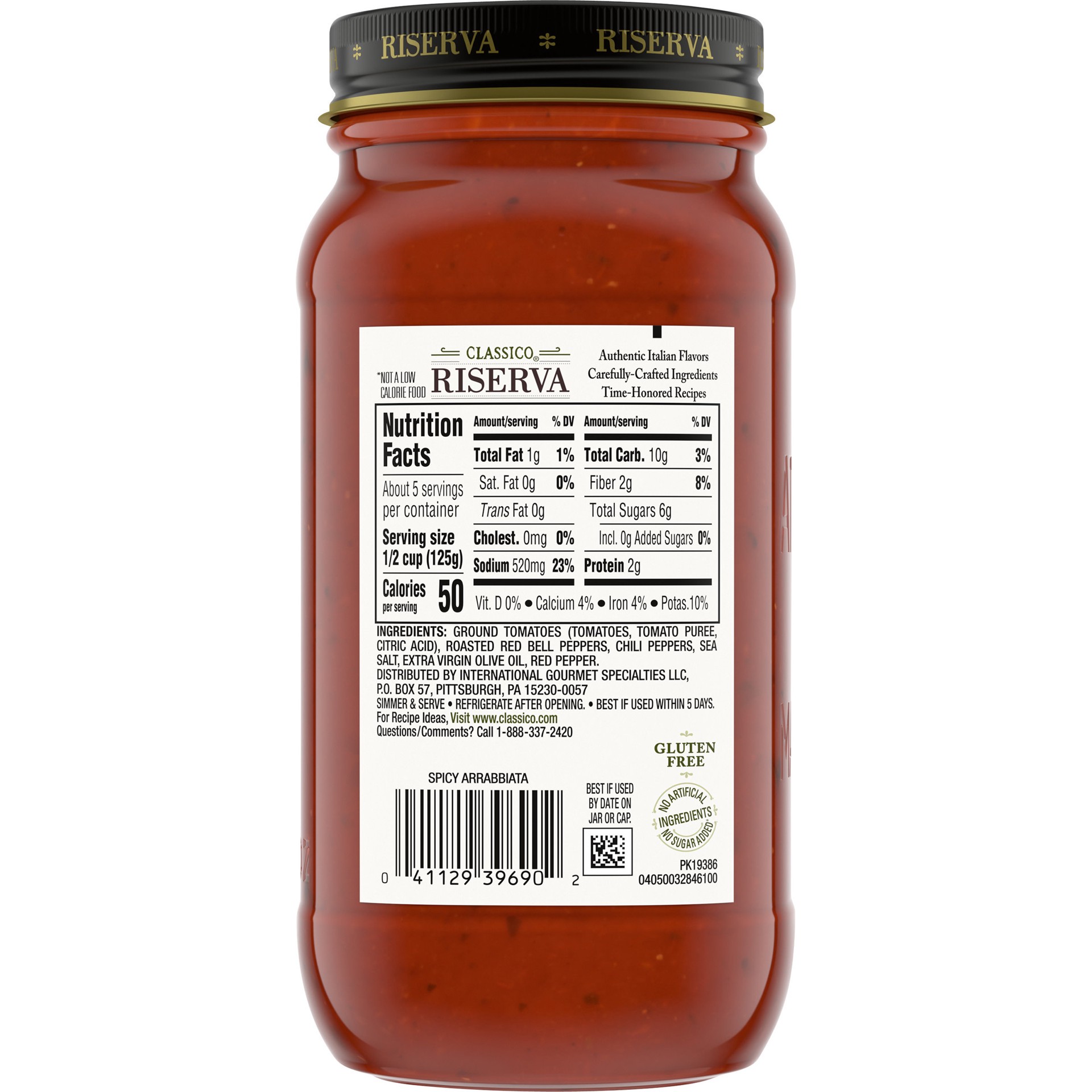slide 3 of 5, Classico Riserva Spicy Arrabbiata Pasta Sauce Jar, 24 oz