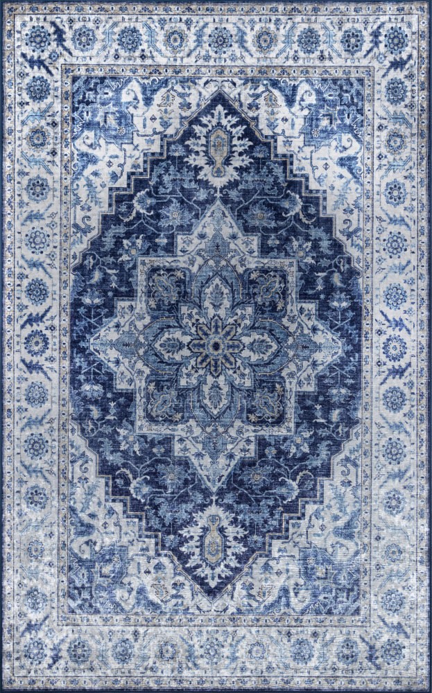 slide 2 of 4, Momeni Karachi Kar-8 Blue 2' X 3' Rug, 3 ft