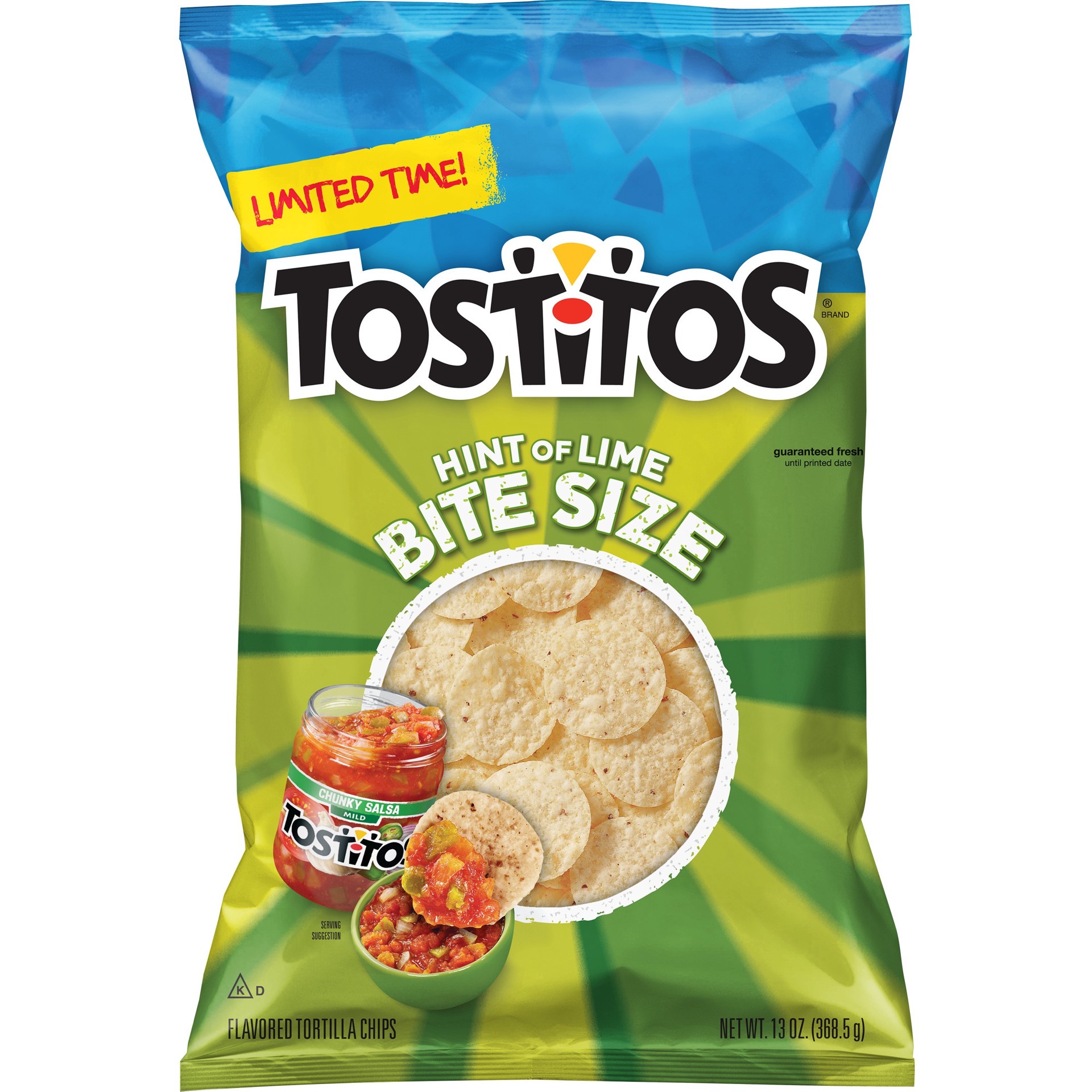 slide 1 of 4, Tostitos Bite Size Tortilla Chips Hint Of Lime, 13 oz