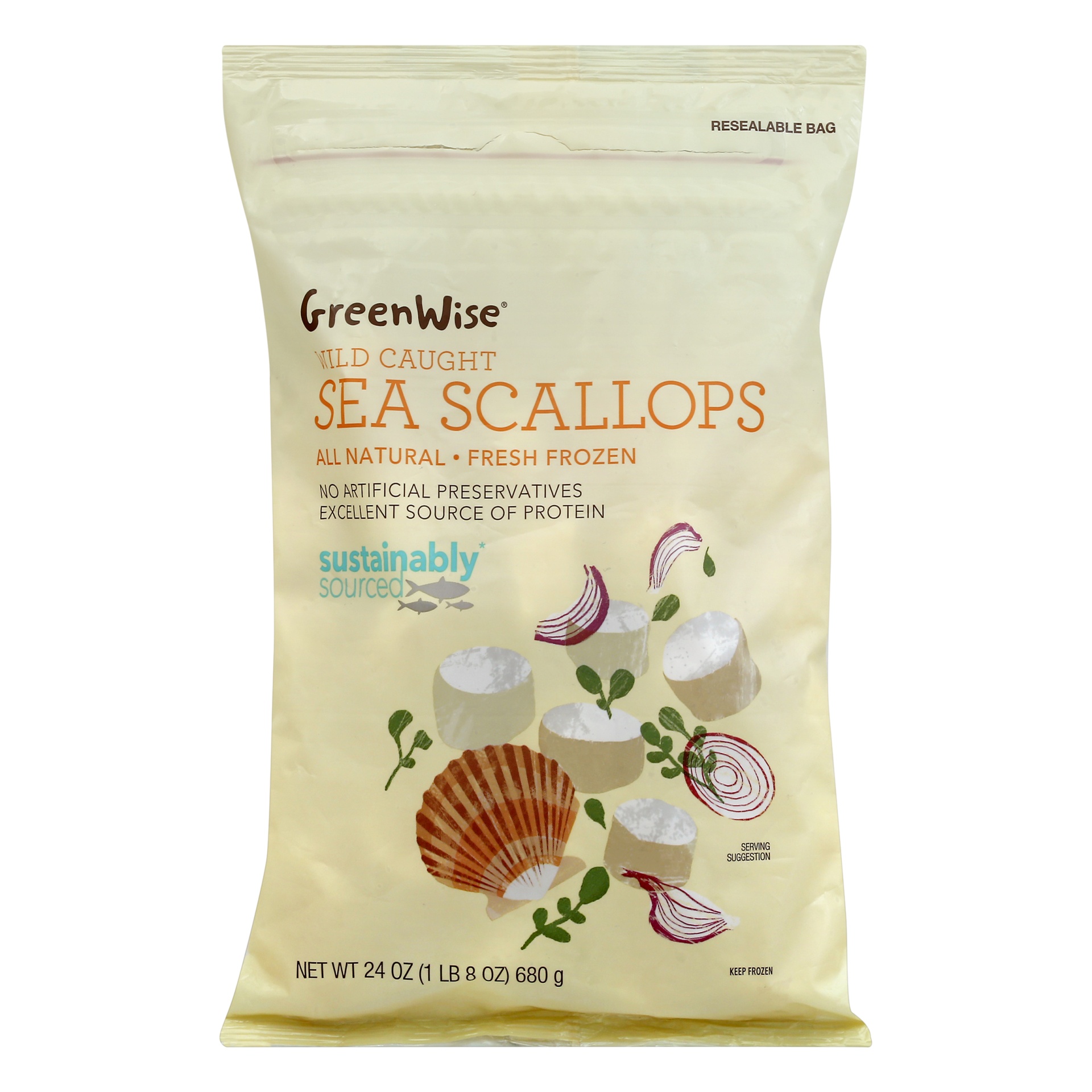 slide 1 of 1, Publix Greenwise Wild Caught Sea Scallops, 24 oz