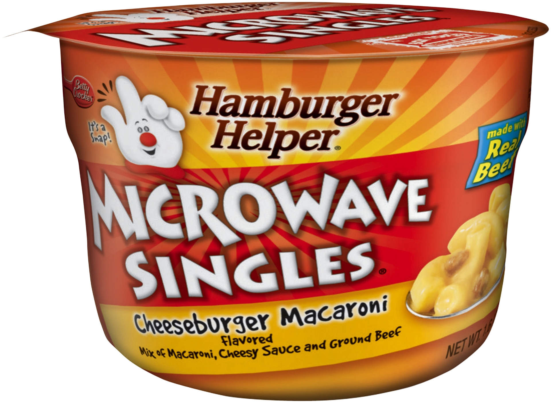 slide 1 of 1, Hamburger Helper Cheeseburger Macaroni Microwave Singles, 1.6 oz