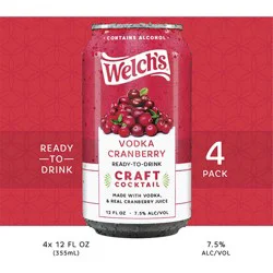 Welch's Ready-to-Drink Cocktails Vodka Cranberry 4 Pack