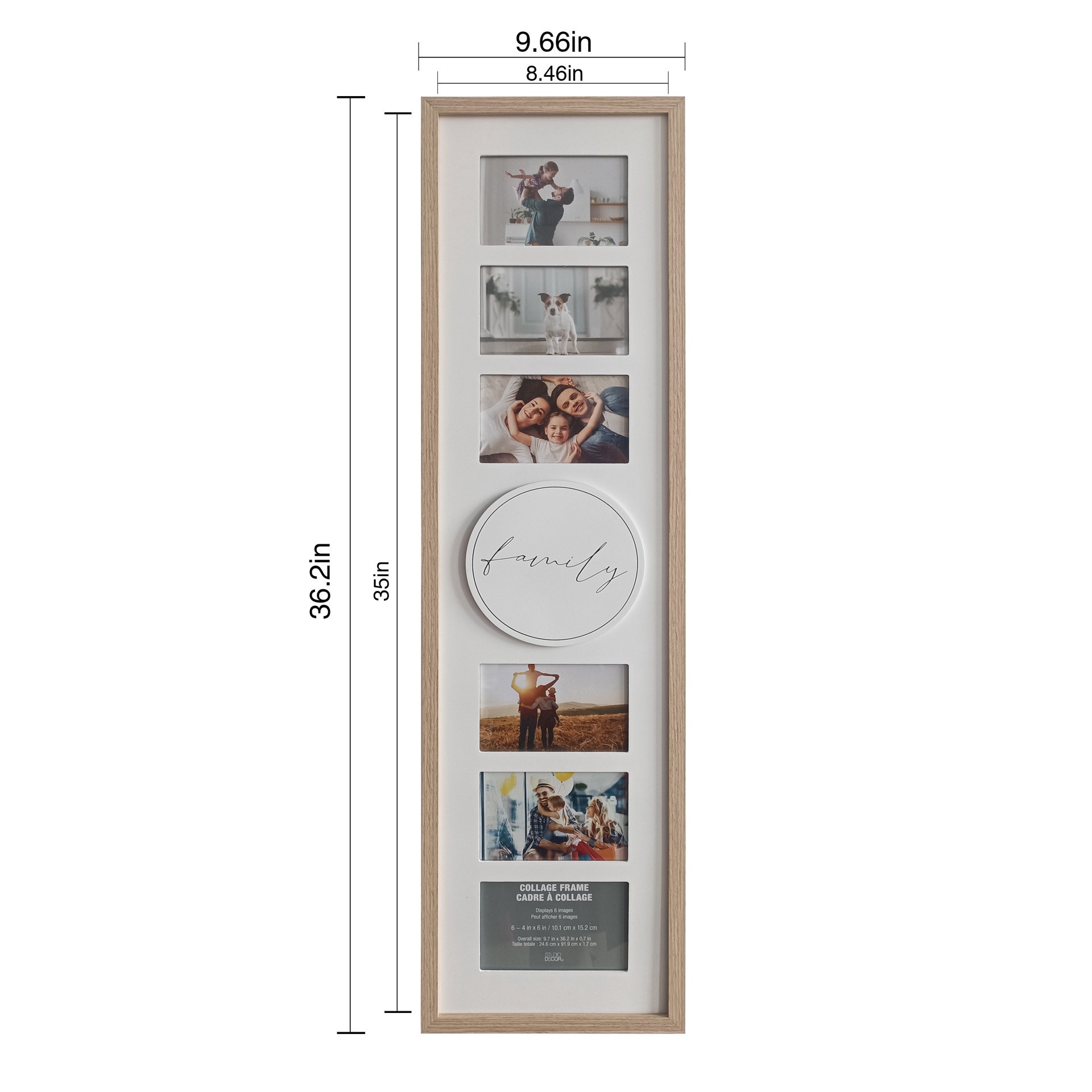 slide 3 of 5, 6 Opening 4" X 6" Natural Woodgrain Family Collage Frame With Mat By Studio Decor, 4 in x 6 in