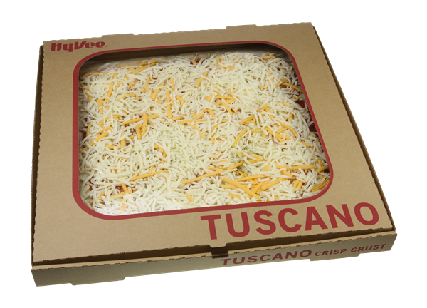 slide 1 of 1, Hy-Vee Cheese Pizza Tuscano Cracker Crust Family Size, 28 oz