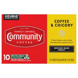 Community Coffee Coffee & Chicory Medium-Dark Roast Keurig K-Cup Pods 10 ct Box