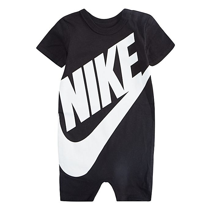 slide 1 of 1, Nike Newborn Futura Short Sleeve Romper - Black/White, 1 ct