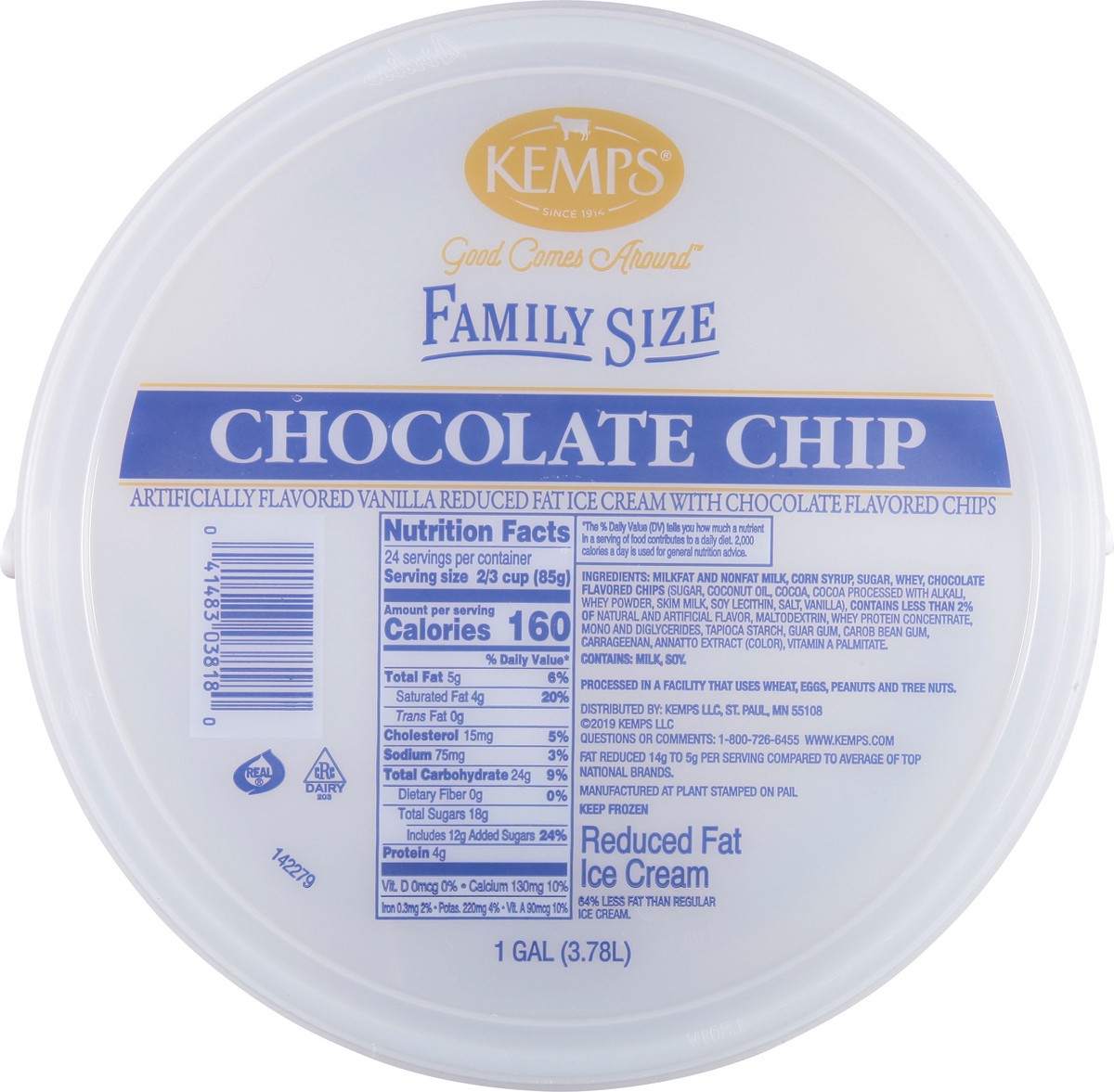 slide 4 of 11, Kemps Chocolate Chip Ice Cream Family Size, 1.03 gal