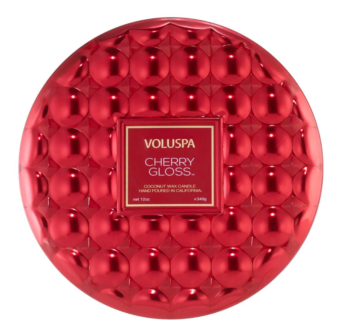 slide 1 of 1, Voluspa Cherry Gloss 3-Wick Tin Candle, 12 oz