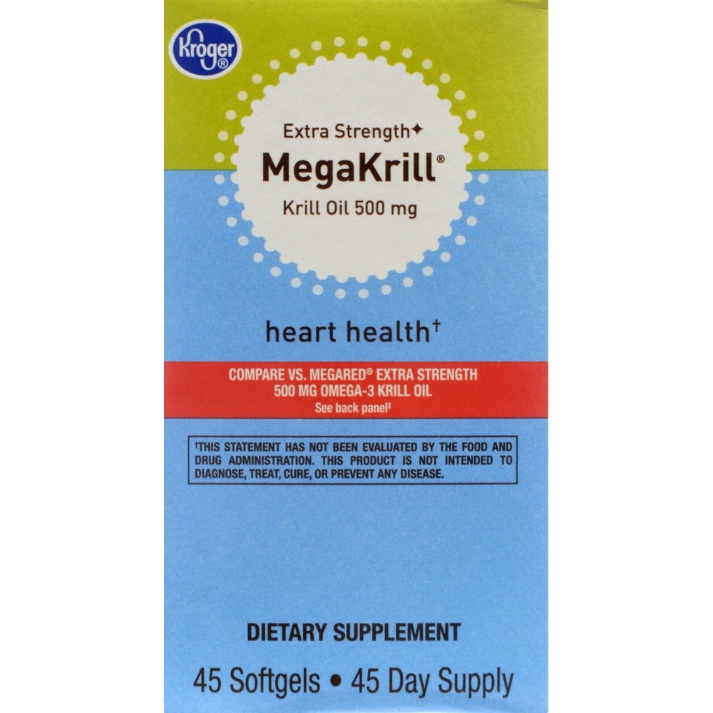 slide 1 of 1, Kroger Extra Strength Mega Krill Hearth Health Softgels, 45 ct