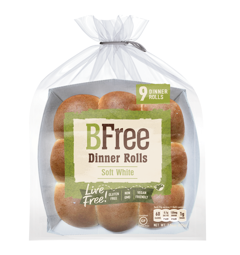 slide 1 of 1, BFree Soft White Dinner Rolls 9 Count, 7.94 oz