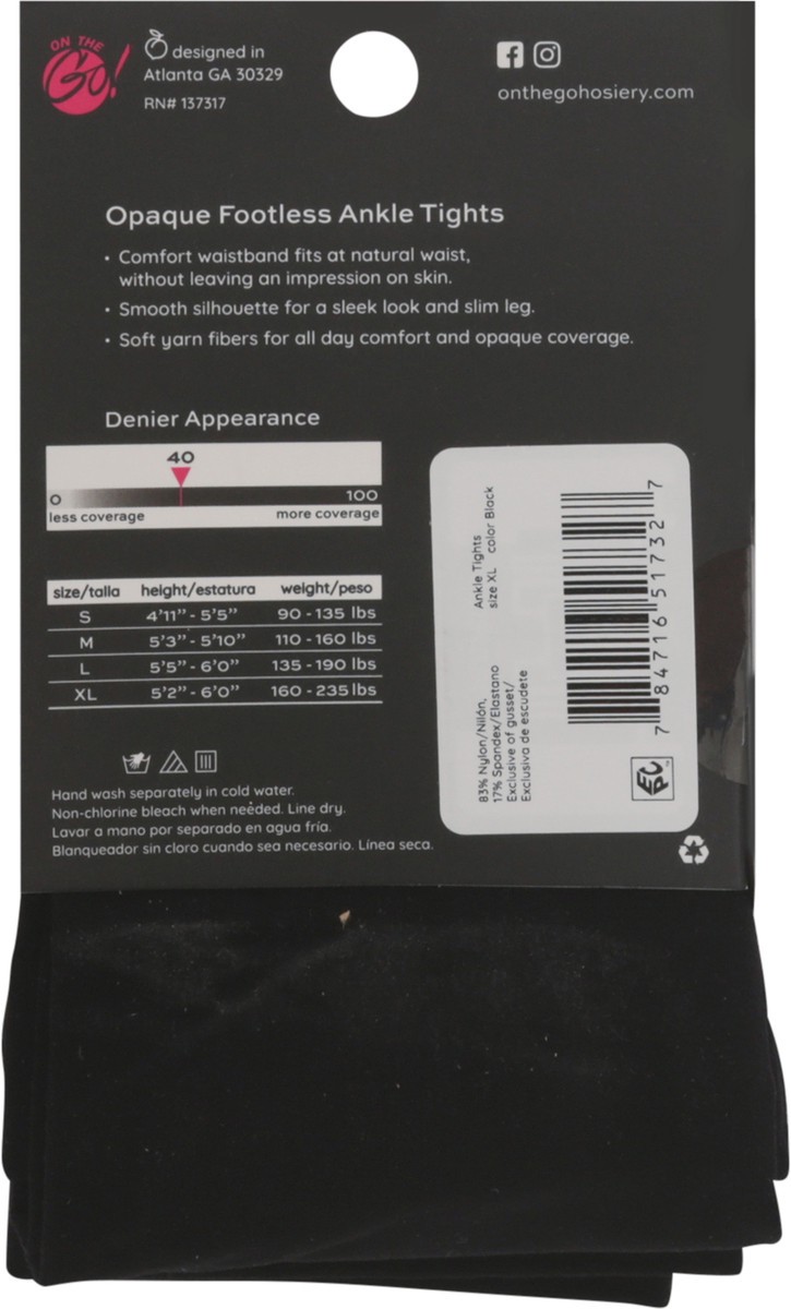 slide 4 of 10, Ankle Tights Black Xlarge 1 Count, 1 ct