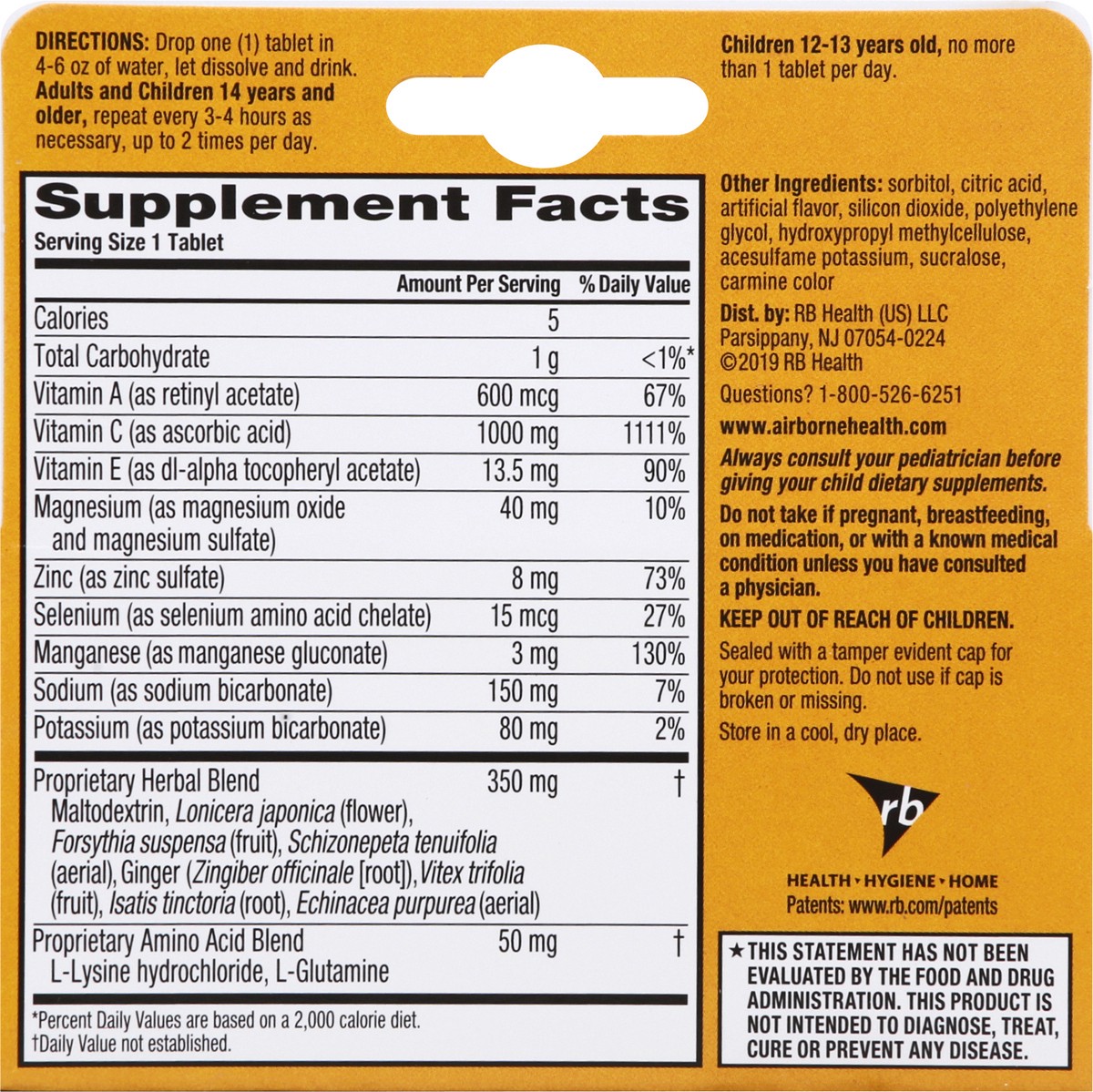 slide 3 of 12, Airborne Very Berry Effervescent Tablets, 10 count - 1000mg of Vitamin C - Immune Support Supplement (Packaging May Vary), 10 ct