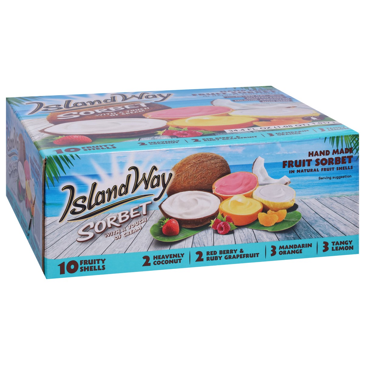 slide 13 of 13, Island Way Sorbet 10 Ct Assorted 4 Flavor - Touch of Cream "Ruby"(Mandarin Orange, Tangy Lemon, Heavenly Coconut, Red Berry & Ruby GF), 10 ct