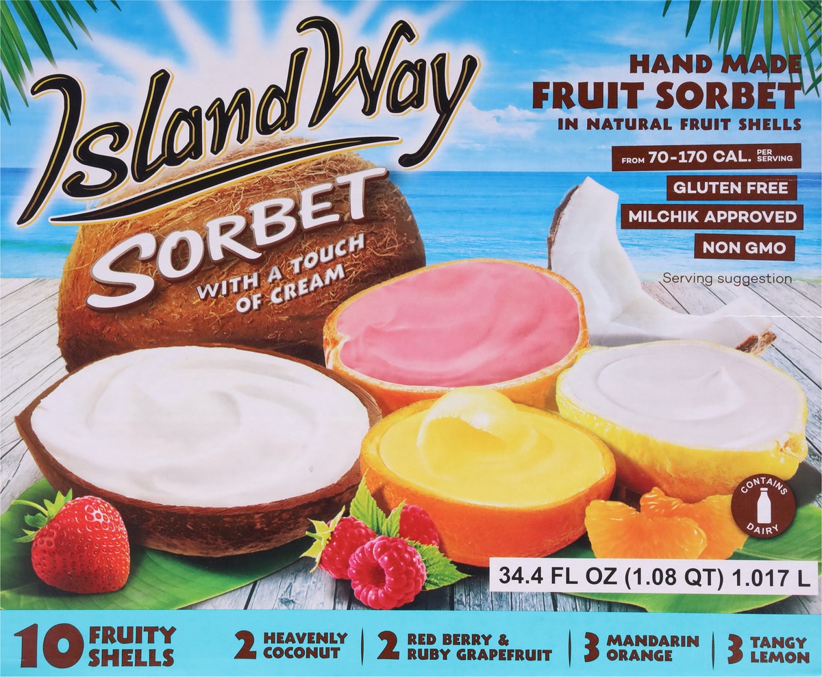 slide 4 of 13, Island Way Sorbet 10 Ct Assorted 4 Flavor - Touch of Cream "Ruby"(Mandarin Orange, Tangy Lemon, Heavenly Coconut, Red Berry & Ruby GF), 10 ct